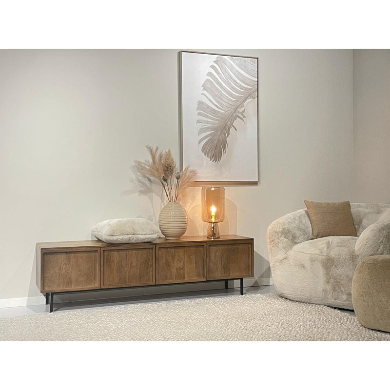 Opbergkast Elan Mangohout Naturel hout 40x180x50 cm-TV-meubels-Livingfurn