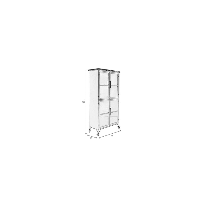 Opbergkast Ferre L Fir veneer, Metaal Zwart 76x35 cm