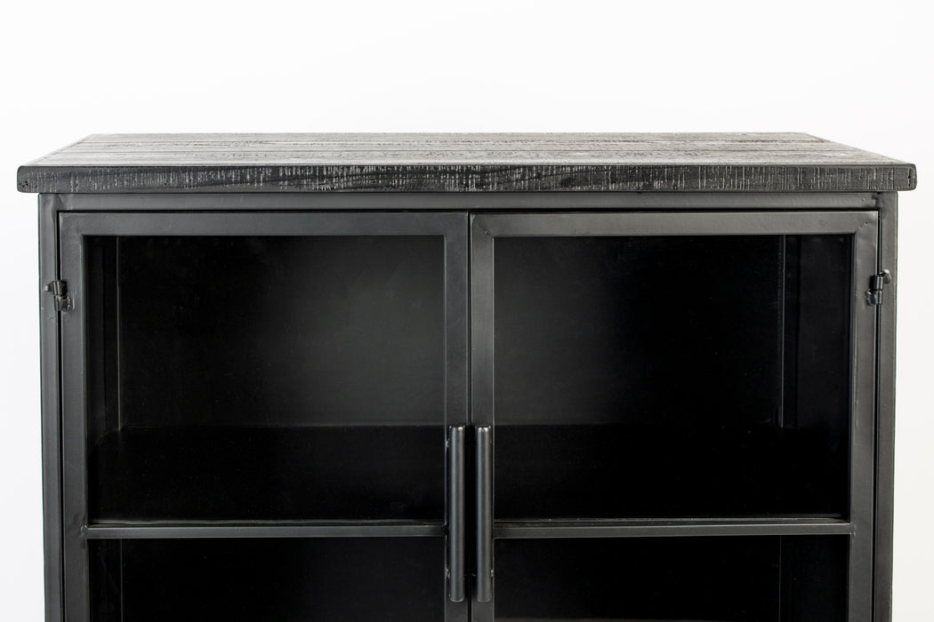 Opbergkast Ferre L Fir veneer, Metaal Zwart 76x35 cm-Opbergkasten-Creating Home