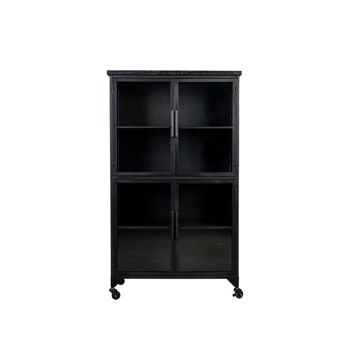 Opbergkast Ferre L Fir veneer, Metaal Zwart 76x35 cm-Opbergkasten-Creating Home