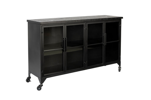 Opbergkast Ferre Low Fir veneer, Metaal Zwart 120x35 cm-Opbergkasten-Creating Home