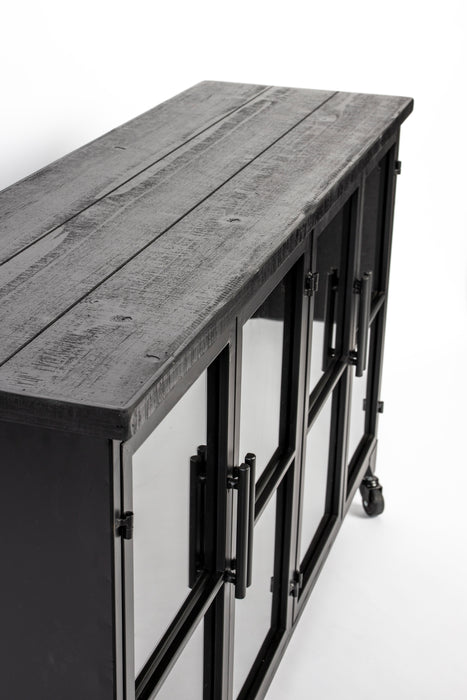 Opbergkast Ferre Low Fir veneer, Metaal Zwart 120x35 cm-Opbergkasten-Creating Home