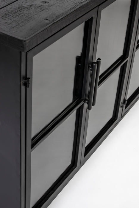 Opbergkast Ferre Low Fir veneer, Metaal Zwart 120x35 cm-Opbergkasten-Creating Home