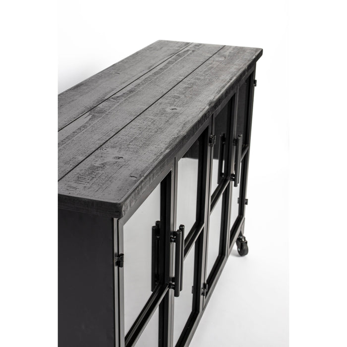 Opbergkast Ferre Low Fir veneer, Metaal Zwart 120x35 cm-Opbergkasten-Creating Home