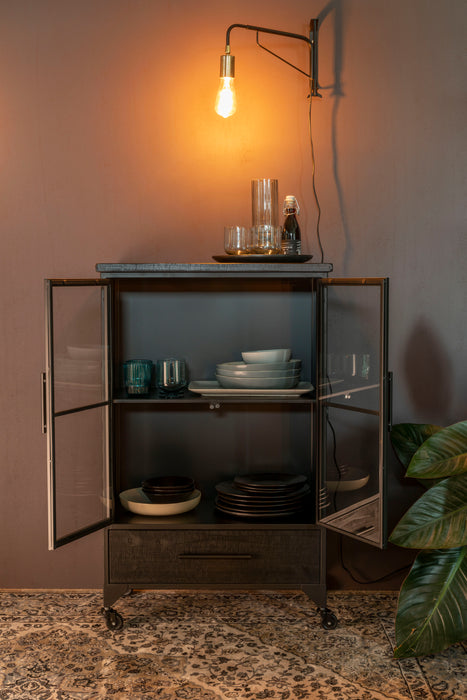 Opbergkast Ferre M Fir veneer, Metaal Zwart 35x65 cm-Opbergkasten-Creating Home