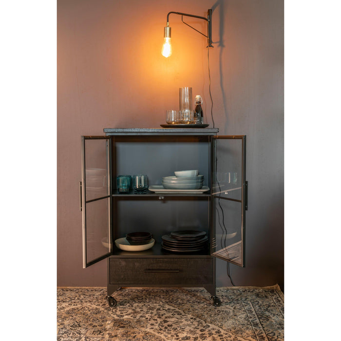 Opbergkast Ferre M Fir veneer, Metaal Zwart 35x65 cm