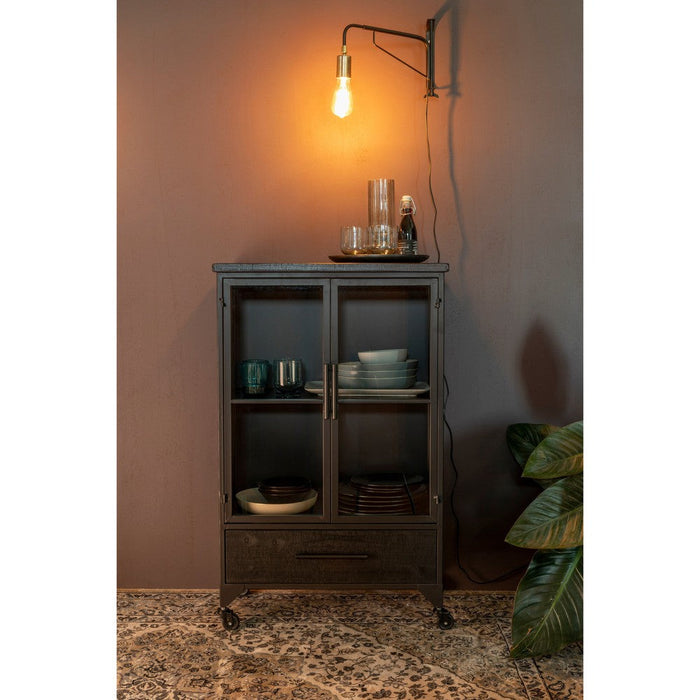Opbergkast Ferre M Fir veneer, Metaal Zwart 35x65 cm-Opbergkasten-Creating Home