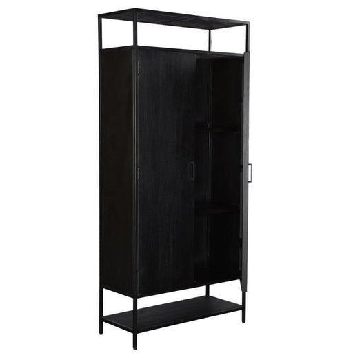 Opbergkast Kala Mangohout Zwart 100x40x210 cm-Opbergkasten-Livingfurn