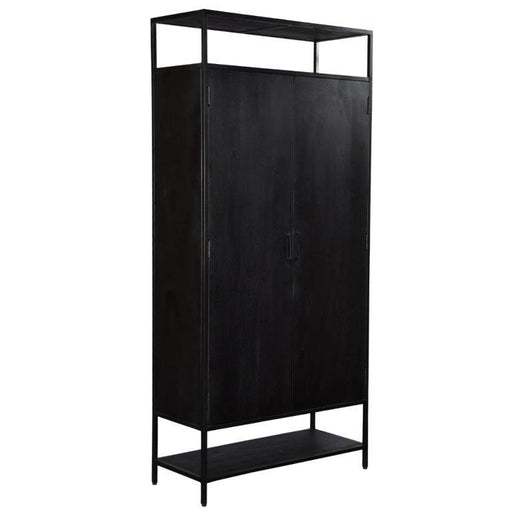 Opbergkast Kala Mangohout Zwart 100x40x210 cm-Opbergkasten-Livingfurn