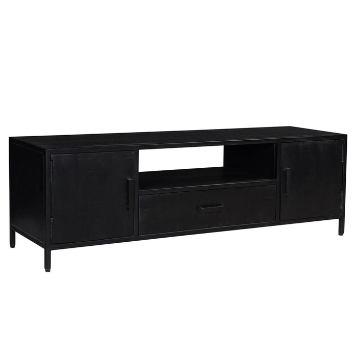 Opbergkast Kala Mangohout Zwart 180x40x46 cm-TV-meubels-Livingfurn