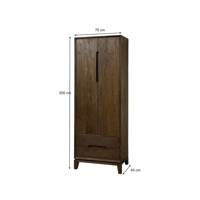 Opbergkast Kast Cortez Mangohout Bruin 40x75x200 cm-Opbergkasten-Livingfurn