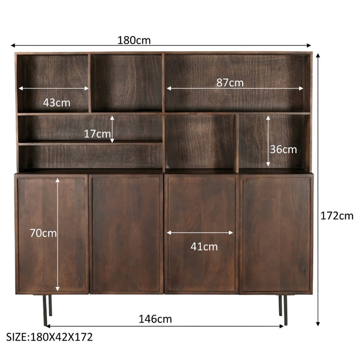 Opbergkast Kast Elan Mangohout Bruin 45x180x172 cm-Opbergkasten-Livingfurn