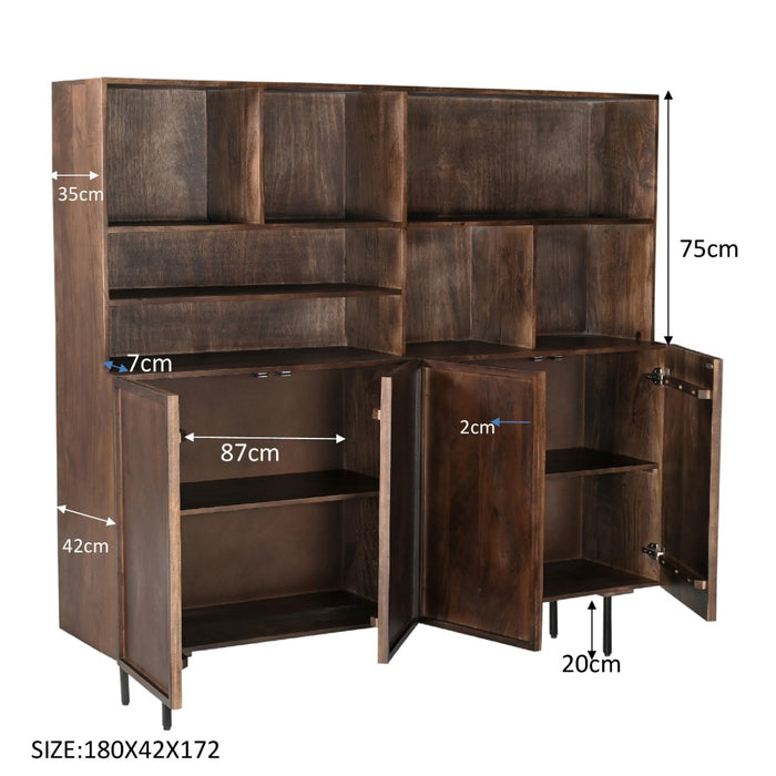 Opbergkast Kast Elan Mangohout Bruin 45x180x172 cm-Opbergkasten-Livingfurn