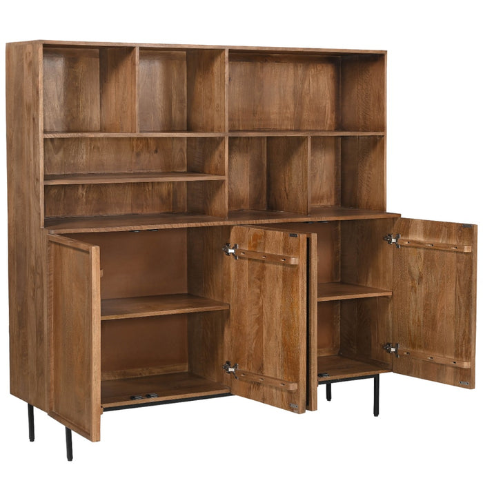 Opbergkast Kast Elan Mangohout Naturel hout 45x180x172 cm-Opbergkasten-Livingfurn