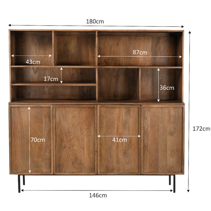 Opbergkast Kast Elan Mangohout Naturel hout 45x180x172 cm-Opbergkasten-Livingfurn