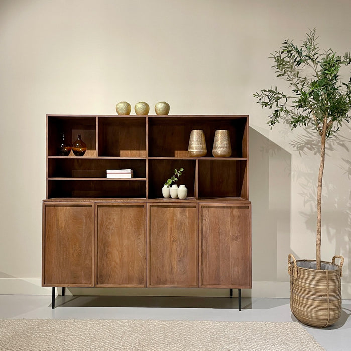 Opbergkast Kast Elan Mangohout Naturel hout 45x180x172 cm-Opbergkasten-Livingfurn