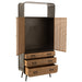 Opbergkast Kast Hoog Lades Fir Hout, Metaal Naturel 80x35x180 cm-Opbergkasten-J-Line