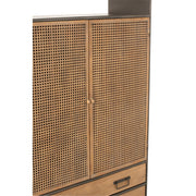 Opbergkast Kast Hoog Lades Fir Hout, Metaal Naturel 80x35x180 cm-Opbergkasten-J-Line