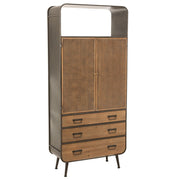 Opbergkast Kast Hoog Lades Fir Hout, Metaal Naturel 80x35x180 cm-Opbergkasten-J-Line