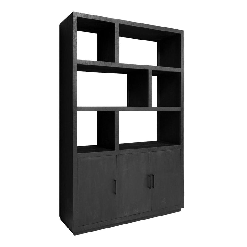 Opbergkast Kast Jaxx Mangohout Zwart 145x50x230 cm-Opbergkasten-Livingfurn