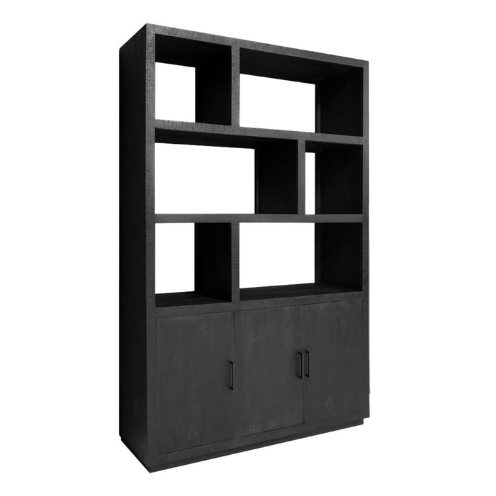 Opbergkast Kast Jaxx Mangohout Zwart 145x50x230 cm-Opbergkasten-Livingfurn