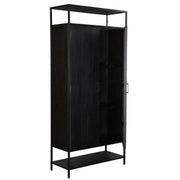 Opbergkast Kast Kala Mangohout Zwart 100x40x210 cm-Opbergkasten-Livingfurn