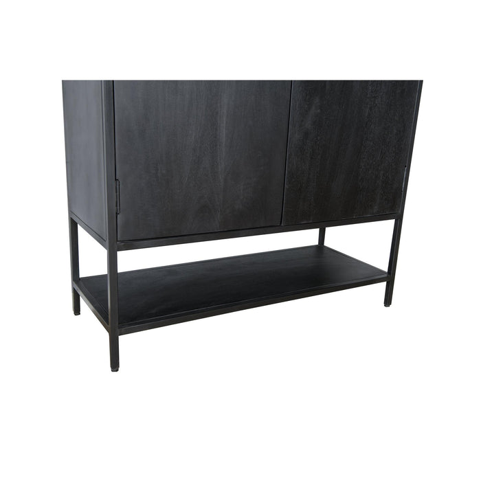 Opbergkast Kast Kala Mangohout Zwart 100x40x210 cm-Opbergkasten-Livingfurn