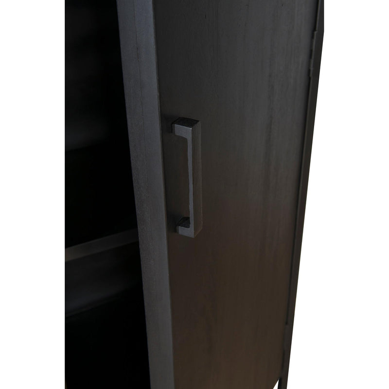 Opbergkast Kast Kala Mangohout Zwart 100x40x210 cm-Opbergkasten-Livingfurn