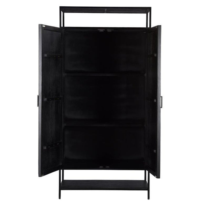 Opbergkast Kast Kala Mangohout Zwart 100x40x210 cm-Opbergkasten-Livingfurn