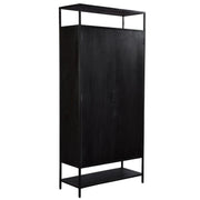 Opbergkast Kast Kala Mangohout Zwart 100x40x210 cm-Opbergkasten-Livingfurn