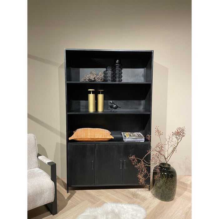 Opbergkast Kast Kala Mangohout Zwart 120x40x200 cm-Opbergkasten-Livingfurn