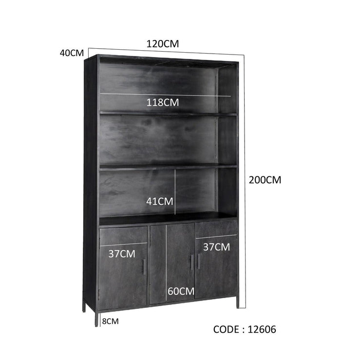 Opbergkast Kast Kala Mangohout Zwart 120x40x200 cm-Opbergkasten-Livingfurn