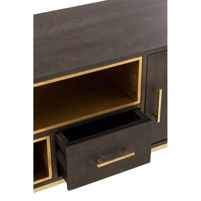 Opbergkast Kast Laag Janis Brass, Ijzer, MDF Bruin 180x46x62 cm-Opbergkasten-J-Line