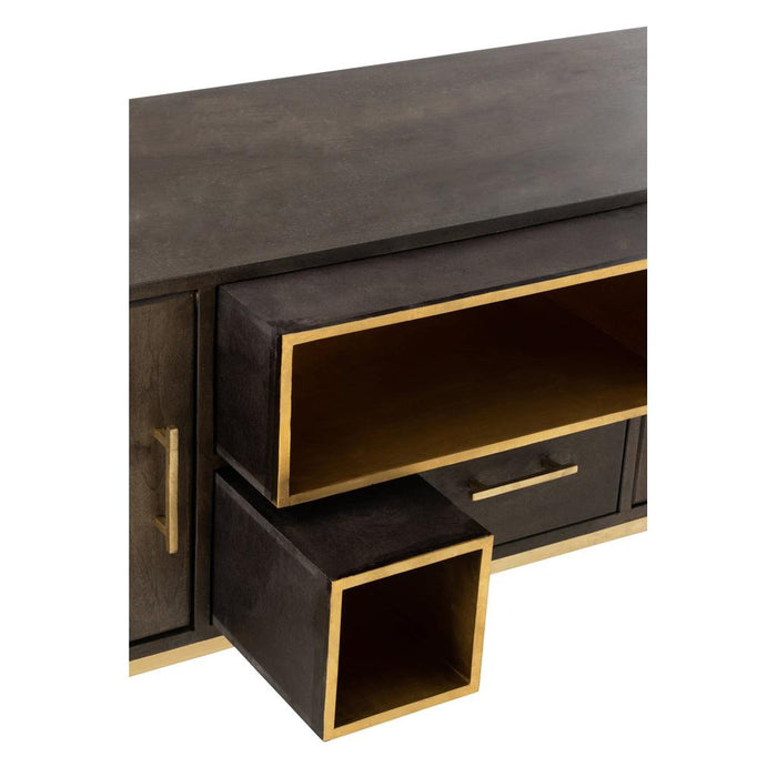 Opbergkast Kast Laag Janis Brass, ijzer, MDF Bruin 180x46x62 cm-Opbergkasten-J-Line