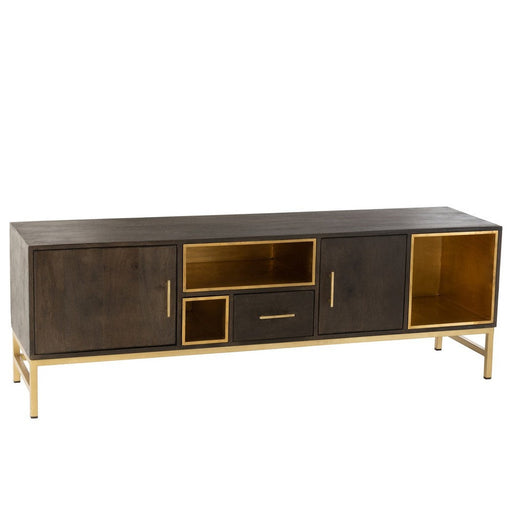 Opbergkast Kast Laag Janis Brass, ijzer, MDF Bruin 180x46x62 cm-Opbergkasten-J-Line