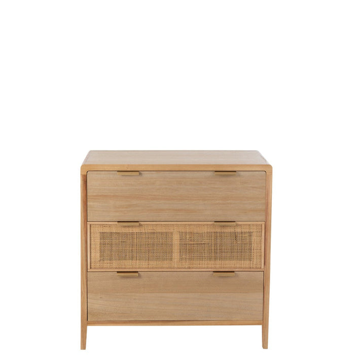 Opbergkast Kast Lades Paulownia MDF, Rotan, Paulownia Hout Beige-Opbergkasten-J-Line