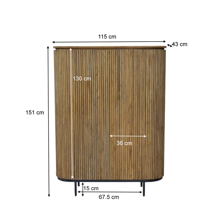 Opbergkast Kast Lausanne Teakhout Naturel hout 43x115x151 cm-Opbergkasten-Livingfurn