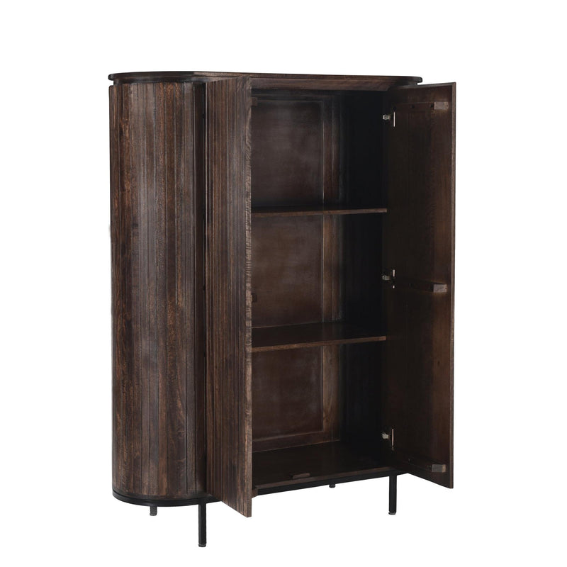 Opbergkast Kast Noor Mangohout Bruin 115x43x151 cm-Opbergkasten-Livingfurn