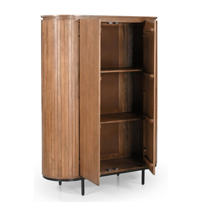 Opbergkast Kast Noor Mangohout Naturel hout 115x43x151 cm-Opbergkasten-Livingfurn