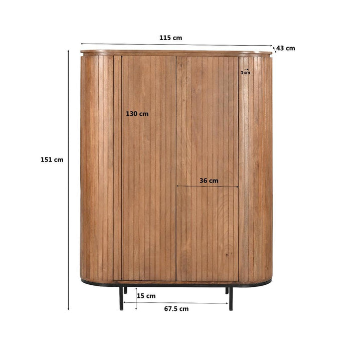 Opbergkast Kast Noor Mangohout Naturel hout 115x43x151 cm-Opbergkasten-Livingfurn