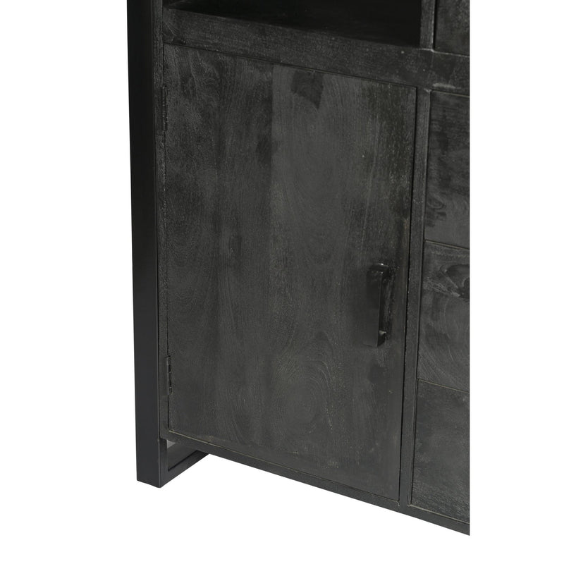 Opbergkast Kast Norris Mangohout Zwart 100x43x150 cm-Opbergkasten-Livingfurn