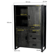 Opbergkast Kast Norris Mangohout Zwart 100x43x150 cm-Opbergkasten-Livingfurn