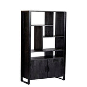 Opbergkast Kast Norris Mangohout Zwart 110x43x180 cm-Opbergkasten-Livingfurn
