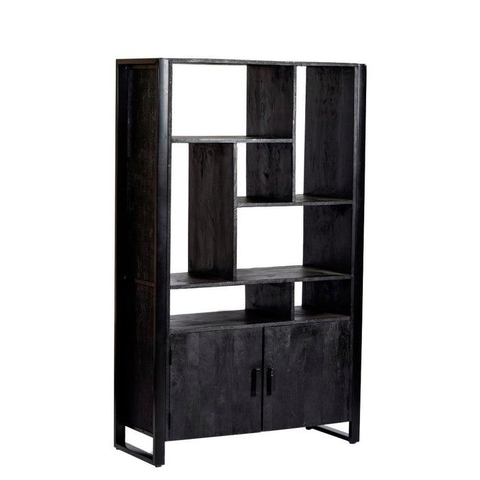 Opbergkast Kast Norris Mangohout Zwart 110x43x180 cm-Opbergkasten-Livingfurn