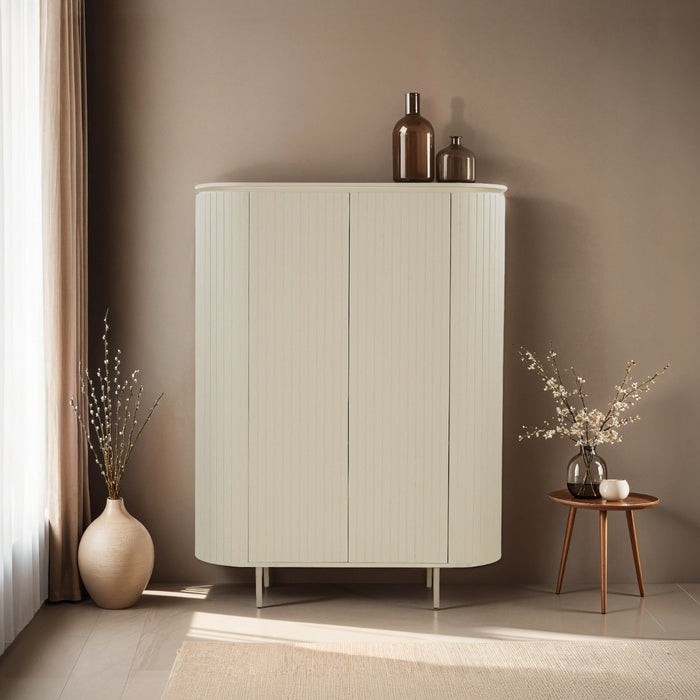 Opbergkast Kast Patou Mangohout Beige 43x115x151 cm-Opbergkasten-Livingfurn