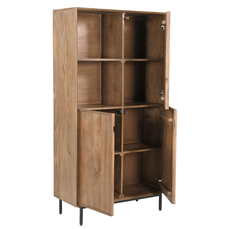 Opbergkast Kast Ravenstein Mangohout Naturel hout 40x170x90 cm-Opbergkasten-Livingfurn