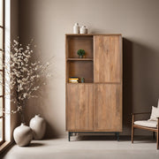Opbergkast Kast Ravenstein Mangohout Naturel hout 40x170x90 cm-Opbergkasten-Livingfurn