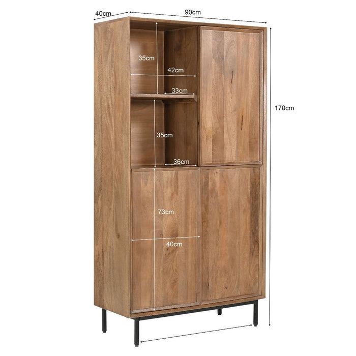 Opbergkast Kast Ravenstein Mangohout Naturel hout 40x170x90 cm-Opbergkasten-Livingfurn
