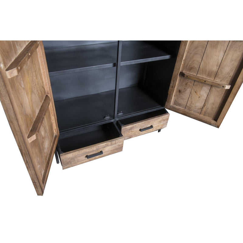 Opbergkast Kast Sturdy Mangohout Naturel hout 100x40x170 cm-Opbergkasten-Livingfurn