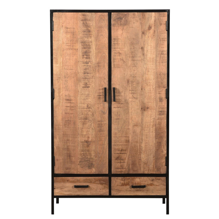Opbergkast Kast Sturdy Mangohout Naturel hout 100x40x170 cm-Opbergkasten-Livingfurn
